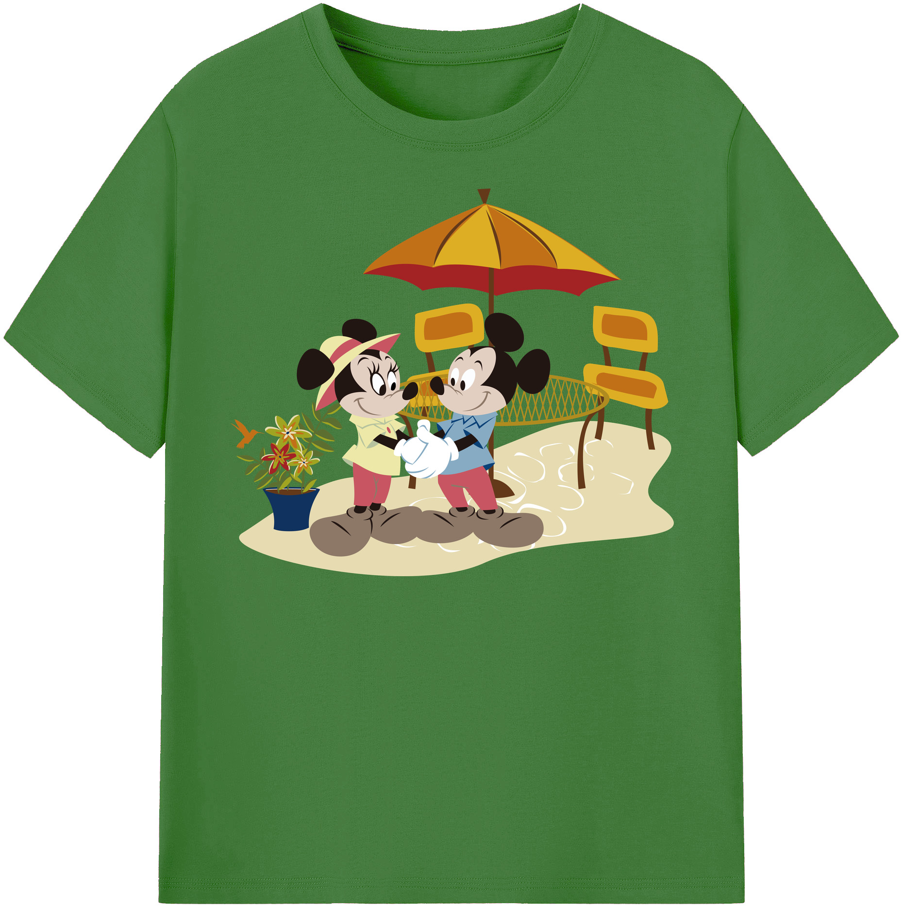 （画像用） ミッキーマウス Mickey Mouse レディースカジュアルプリントTシャツ（綿100％）